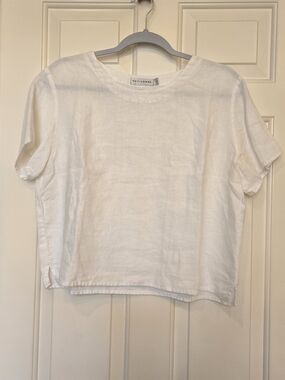 cut loose White Relaxed Linen Top